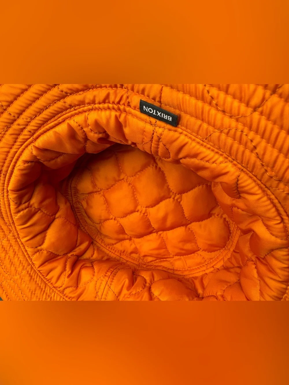 Brixton Reversible Orange Bucket Hat Quilted nylon and Cotton Canva Blokecore un